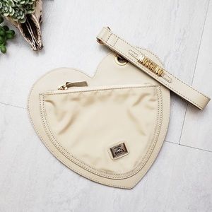 MOSCHINO Vintage 90s LEATHER HEART SHAPED WRISTLET Redwall Italy